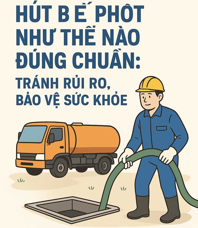 Hút bể phốt như thế nào đúng chuẩn: Tránh rủi ro, bảo vệ sức khỏe